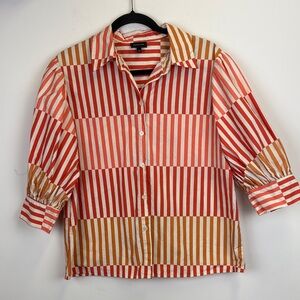 Who What Wear Striped Shirt with puff sleeves/ Size medium